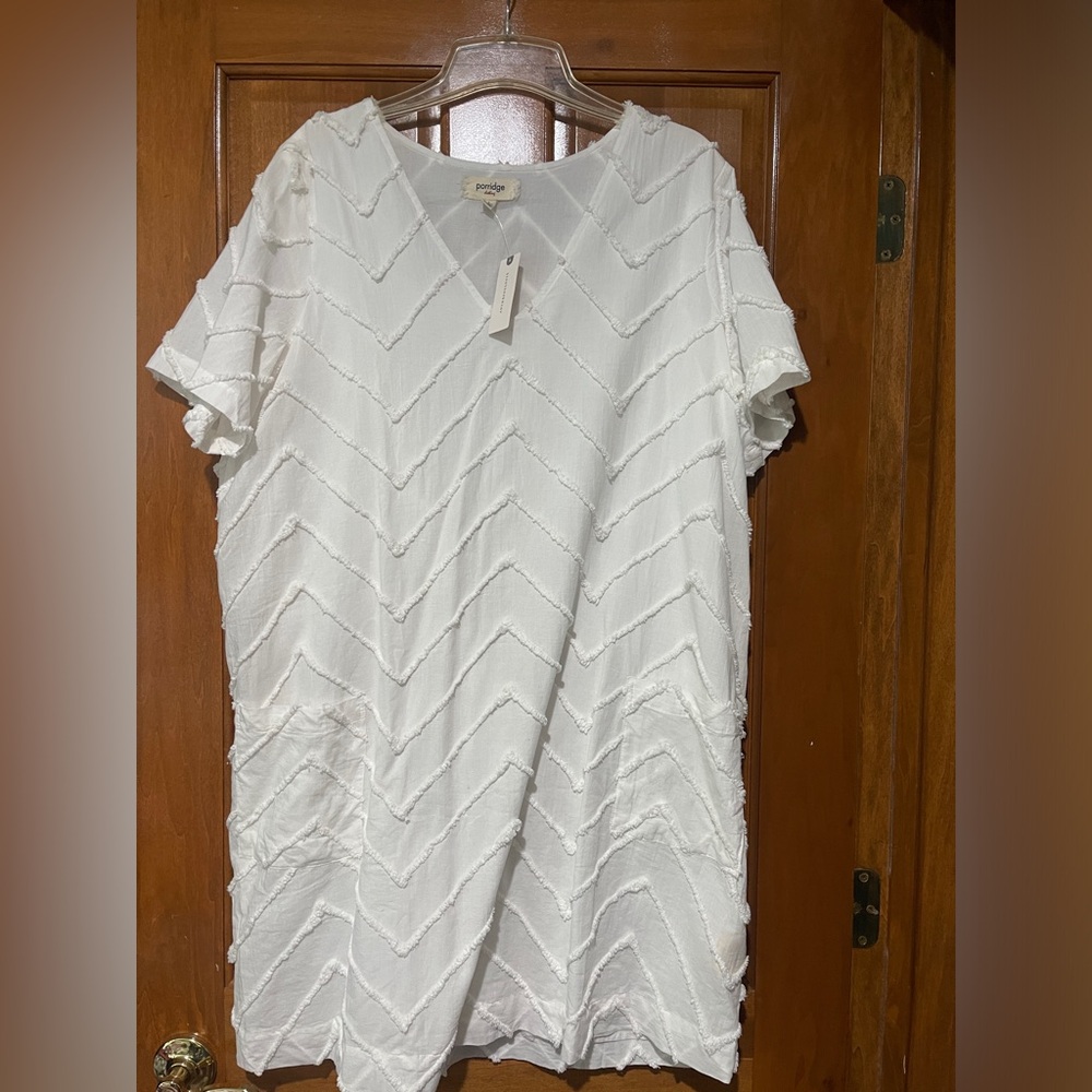 White Textured Dress Anthropologie Large